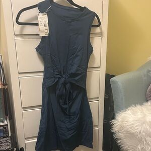NWT HALARA Tie Front Dress in Blue Bayou